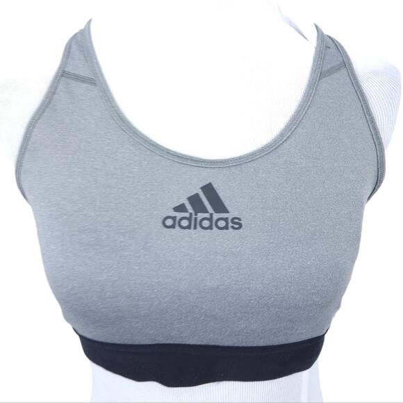 Adidas Sports Bra Racerback Gray Black Est. Size Medium/Large - Picture 1 of 4